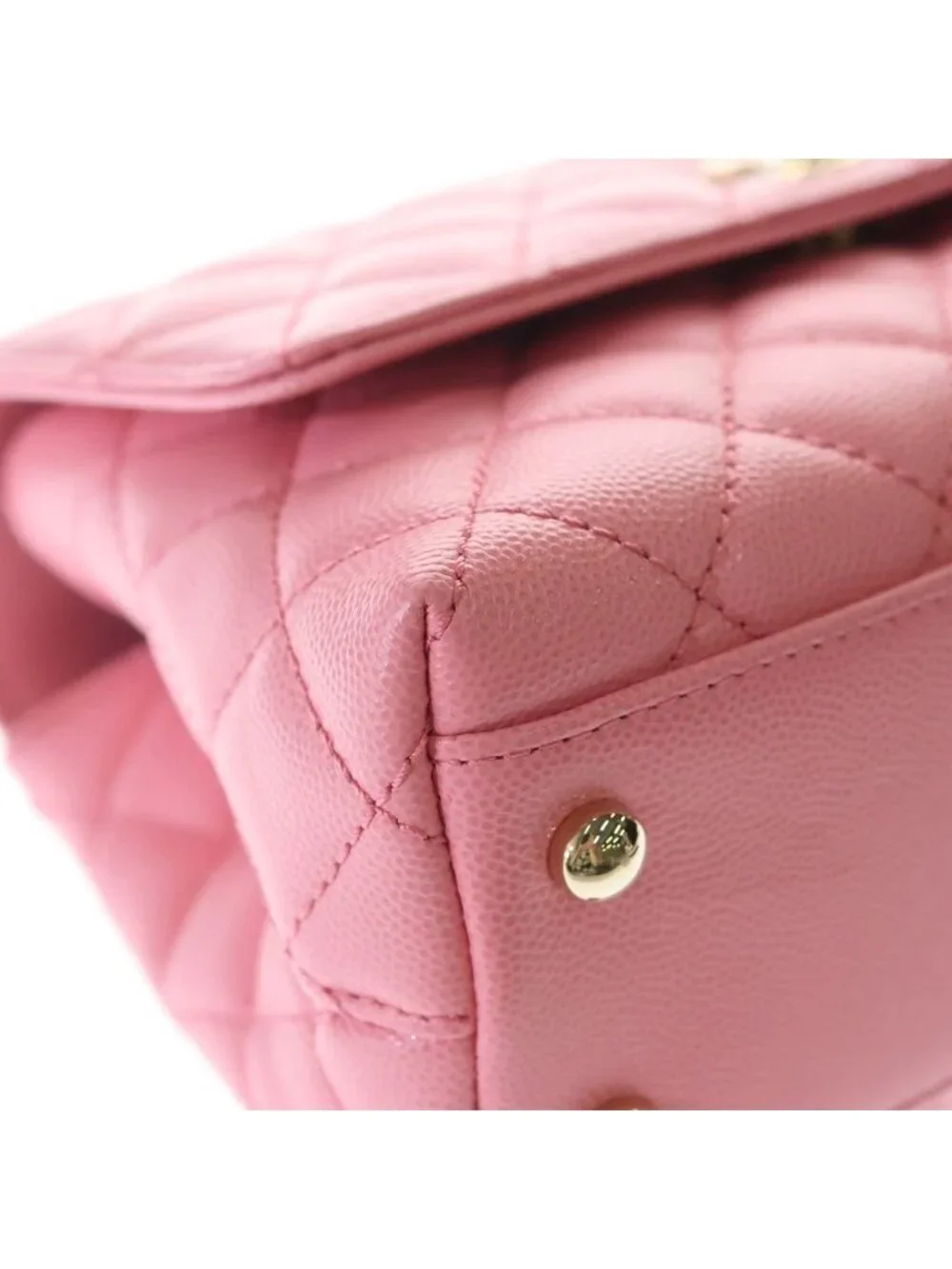 Chanel Quilted Coco Handle 24 2-Way Shoulder Bag Chain Pink Caviar Leather Gold
